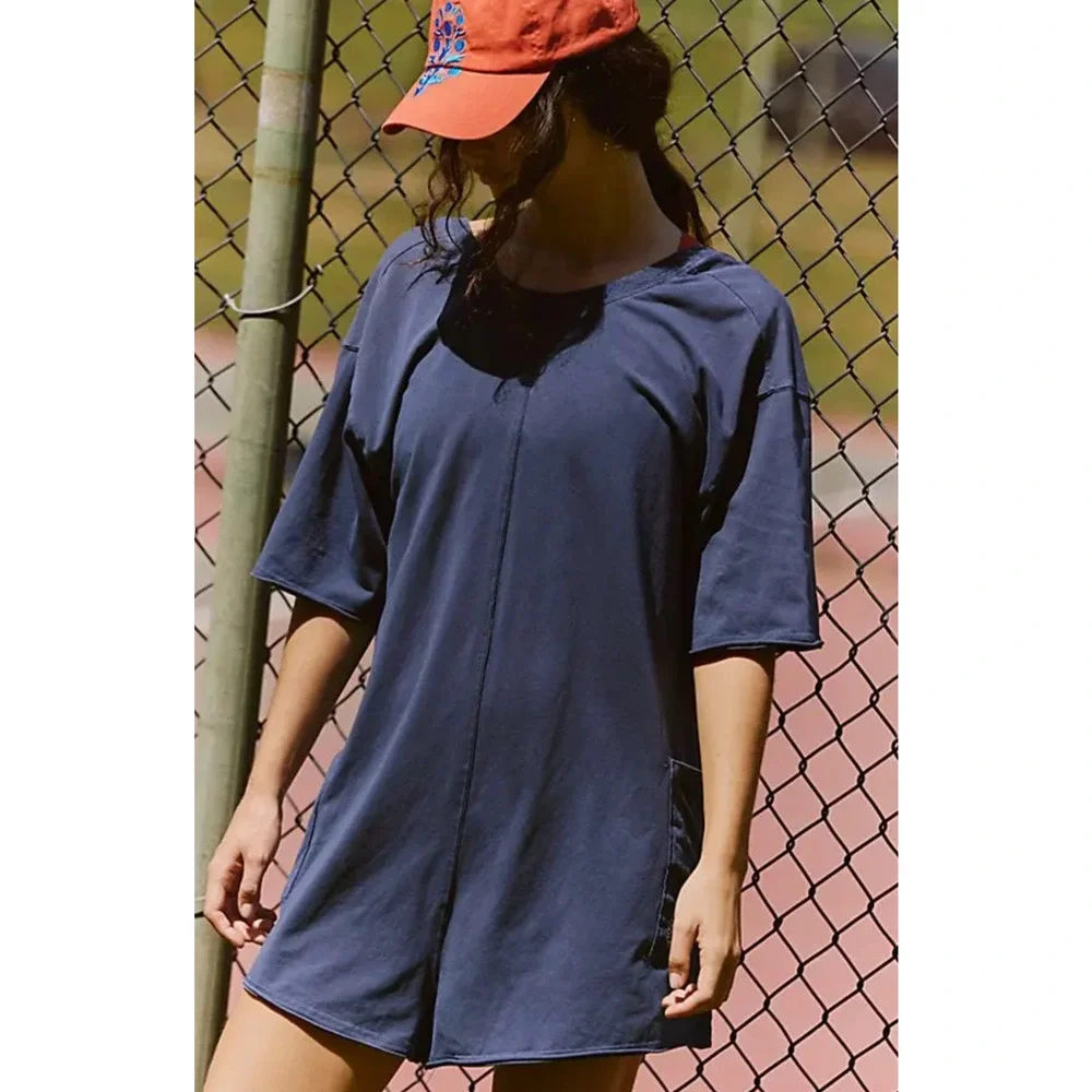 NEW FREE PEOPLE FP MOVEMENT MIDNIGHT NAVY HOT SHOT TEE ONE PIECE ROMPER SZ XS